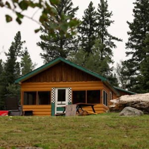 One of the log cabins you can rent