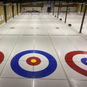 Freshly painted curling rink