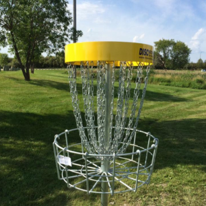 Disc Golf basket on the course