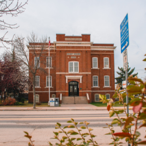 Exterior of the museum in the fall from across the street