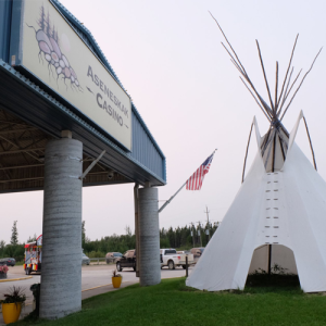 front sign and teepee at the askeneskak casino